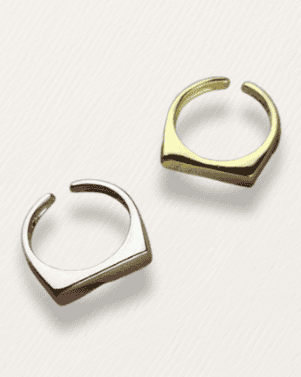 Pair of gold and silver hoop earrings on a white background