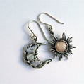 Bohemian Sun & Moon Asymmetric Moonstone Earrings