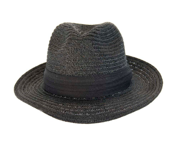 Black straw hat on a white background