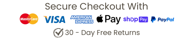 Logos of various payment methods with text 'Secure Checkout With' and '30-Day Free Returns' on a white background. Logos of various payment methods with text 'Secure Checkout With' and '30-Day Free Returns' on a white background.