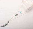 Necklace with feather pendants on a white background