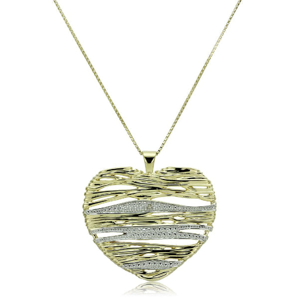 Gold heart-shaped pendant on a white background