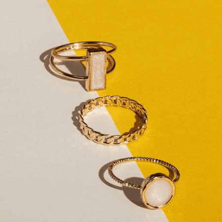 Chic and Boho vibrant gold & stone rings. 