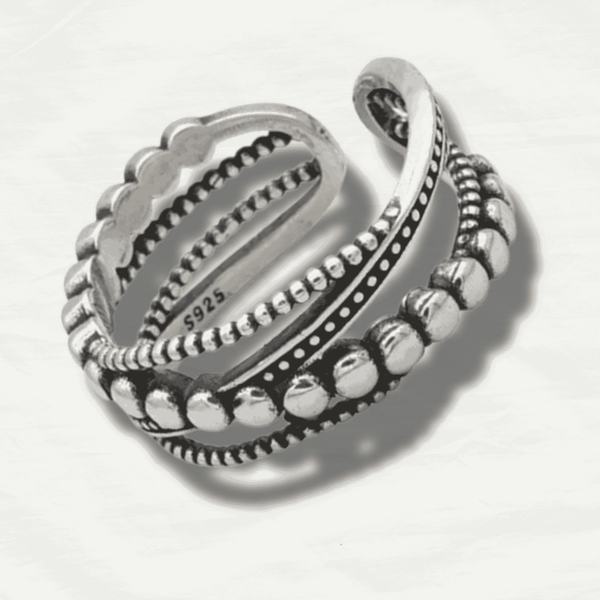 Vintage Sterling Silver Twist & Bead Ring - Odds & Ends Novelties