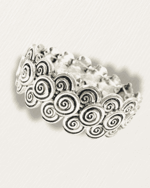 Silver spiral bracelet on a white background