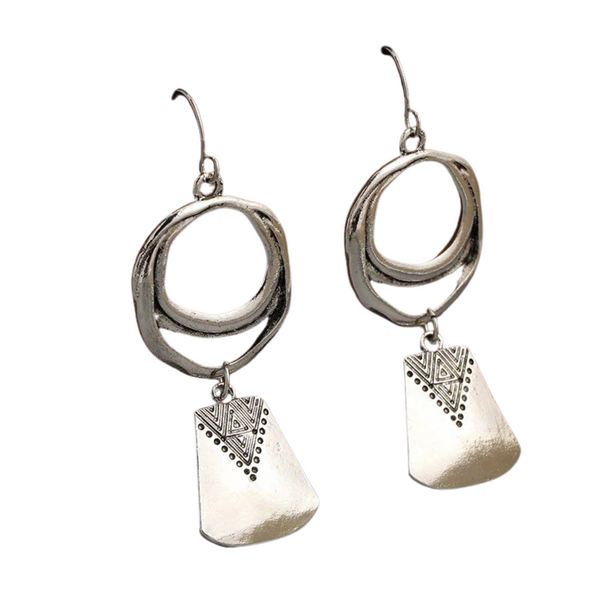 BohoChic Boho Silver Color Dangle Earrings – Bohemian Statement Style - Odds & Ends Novelties