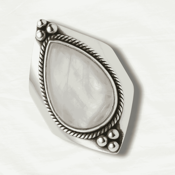 Tibetan Moonstone Healing Crystal Ring - Odds & Ends Novelties