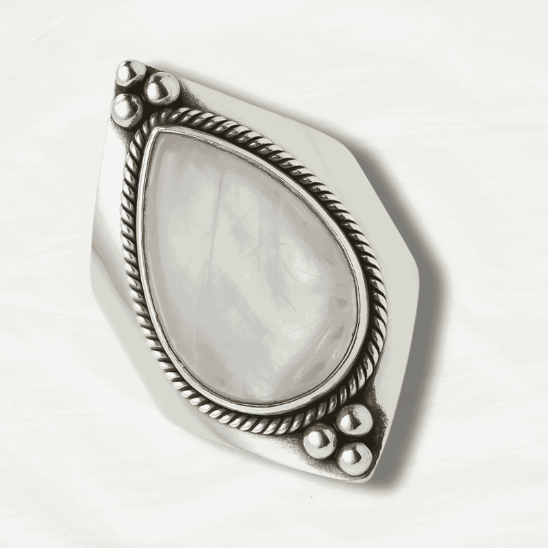 Tibetan Moonstone Healing Crystal Ring - Odds & Ends Novelties