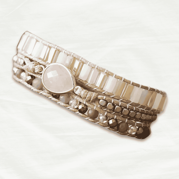 Boho Natural Crystal Rose Quartz Layered Bracelet - Odds & Ends Novelties