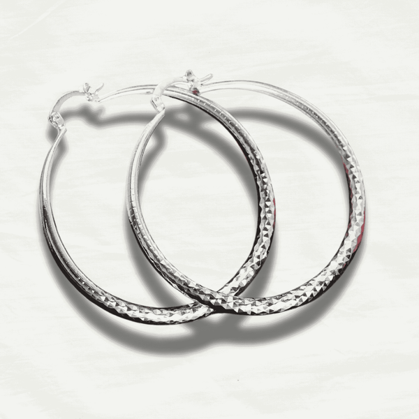 Chic Textured Sterling Silver Hoop Earrings - Odds & Ends Novelties