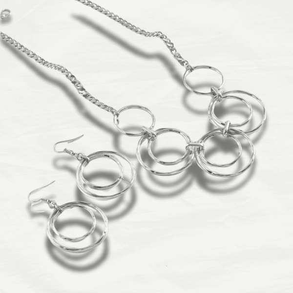 Chunky Gold Silver Necklace & Earrings Set