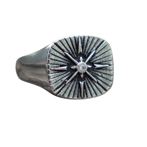 EYHIMD Polaris Star Signet Ring – Minimalist CZ Stainless Steel Design - Odds & Ends Novelties