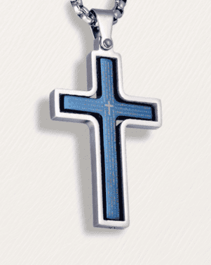 Cross-shaped pendant on a white background