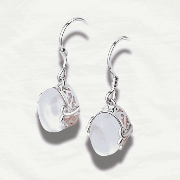Luminous Moonstone - Long Dangle Earrings