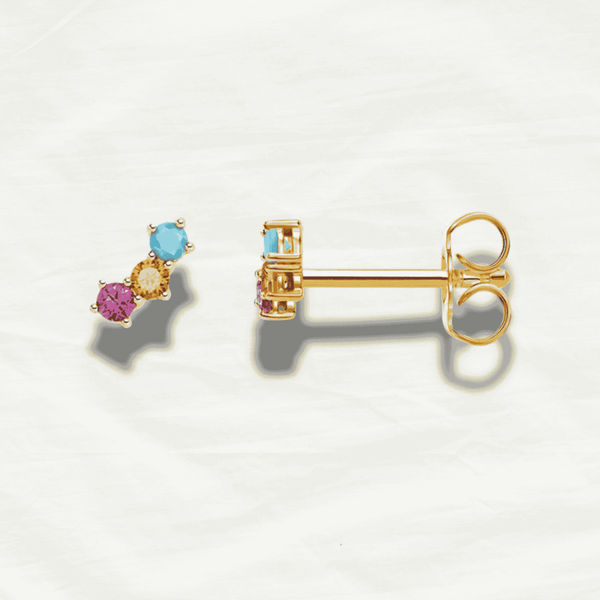 Trendy Gold Plated Colorful Ear Studs - Odds & Ends Novelties
