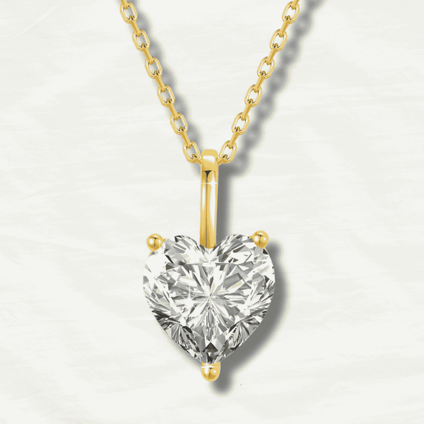 14K Gold Classic Heart Cut Moissanite Necklace