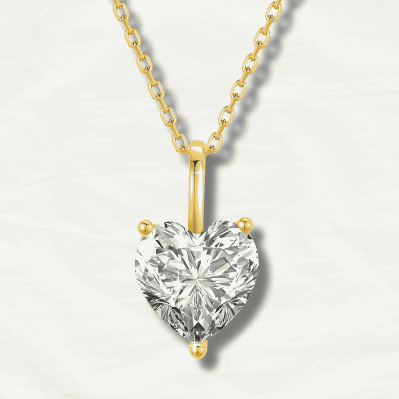 14K Gold Classic Heart Cut Moissanite Necklace