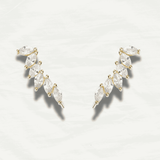 Luxury Long Gold Crystal Climber Earrings