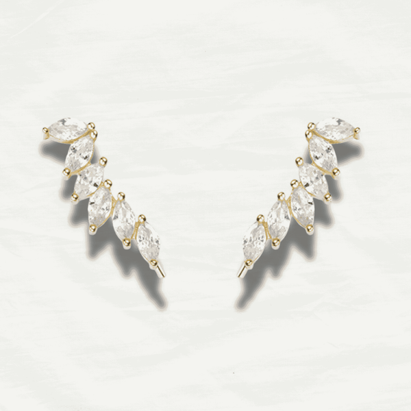 Luxury Long Gold Crystal Climber Earrings