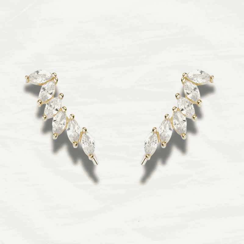 Luxury Long Gold Crystal Climber Earrings