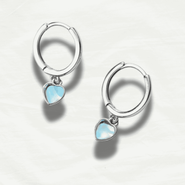 Chic Moonstone Sparkling Silver Hoop Earrings
