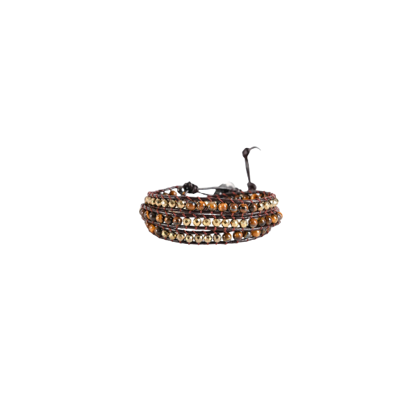 UrbanEdge Tiger Eye Leather Wrap Bracelet Triple Layer Woven Beaded Armband – Rugged Elegance and Durable Craftsmanship - Odds & Ends Novelties