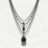 Vintage Edgy Black Layered Stone Necklace - Odds & Ends Novelties