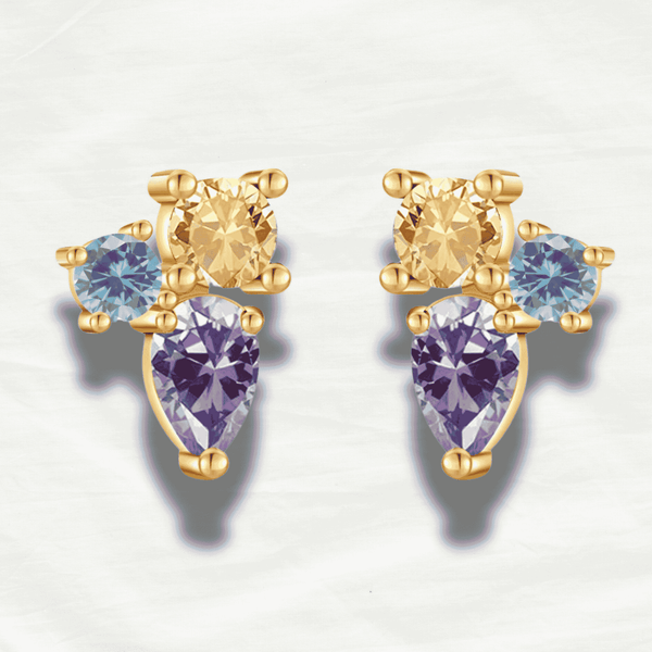 Sterling Silver Champagne Zircon Stud Earrings