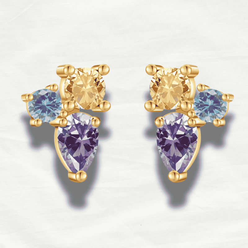 Sterling Silver Champagne Zircon Stud Earrings