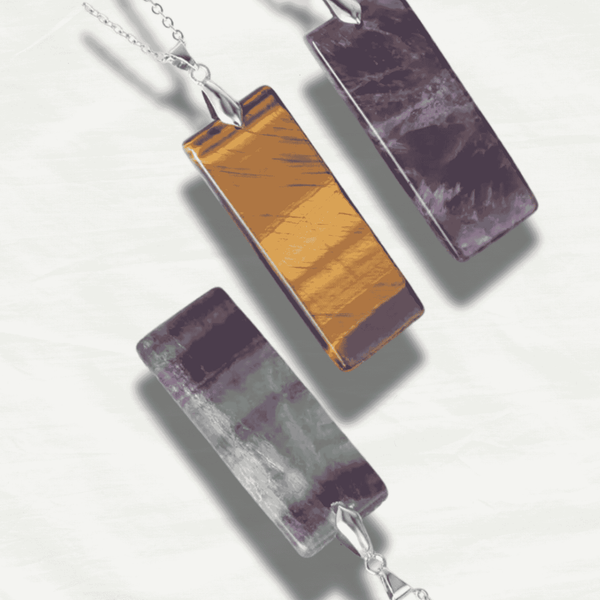 Artisan Natural Stone Pendant Necklace & Rings - Odds & Ends Novelties
