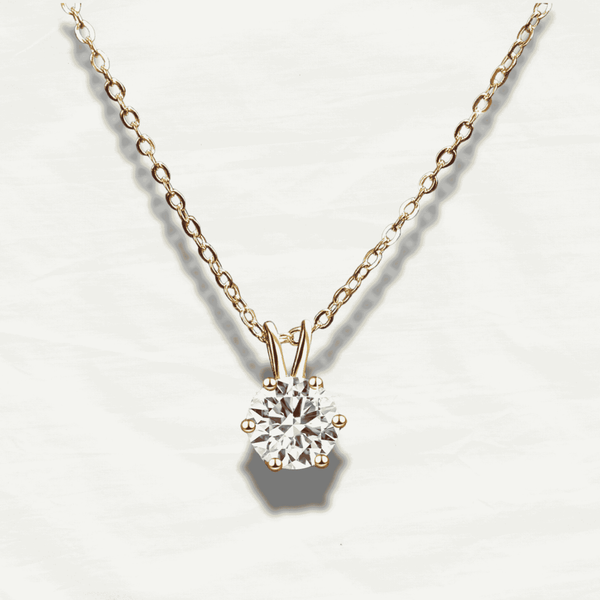 Genuine 14k Gold Moissanite Pendant Necklace