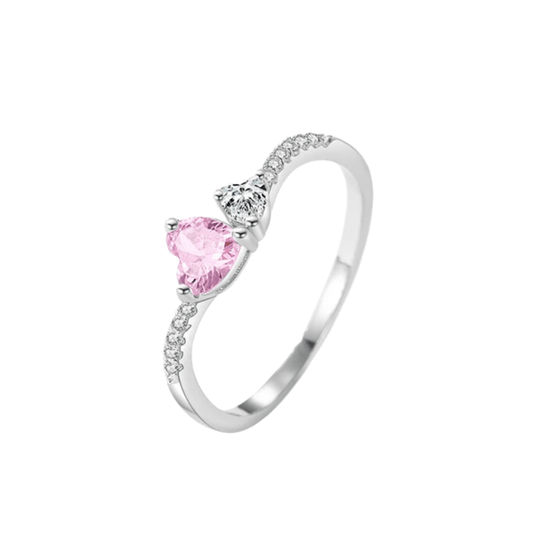 Ailmay Solid 925 Sterling Silver Romantic Pink Heart Crystal Stackable Rings – Timeless Elegance and Charm - Odds & Ends Novelties