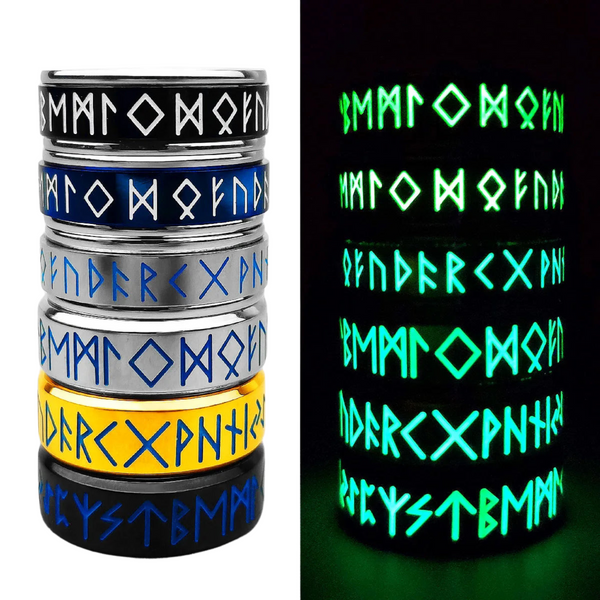 NordicCraft Viking Rune Spin Luminous Stainless Steel Mens Ring – Unique Retro Design - Odds & Ends Novelties