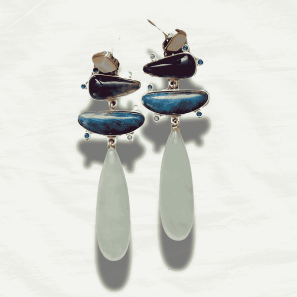 Boho Gold Plated Crystal Gemstone Dangle Earrings - Odds & Ends Novelties