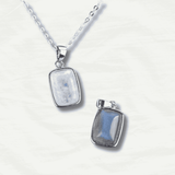 Shimmering Rainbow Moonstone Pendant Necklace