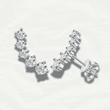 Shimmering Sterling Silver Diamond Earrings