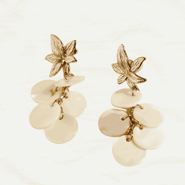 Golden Elegance Mother of Pearl Earrings - Odds & Ends Novelties