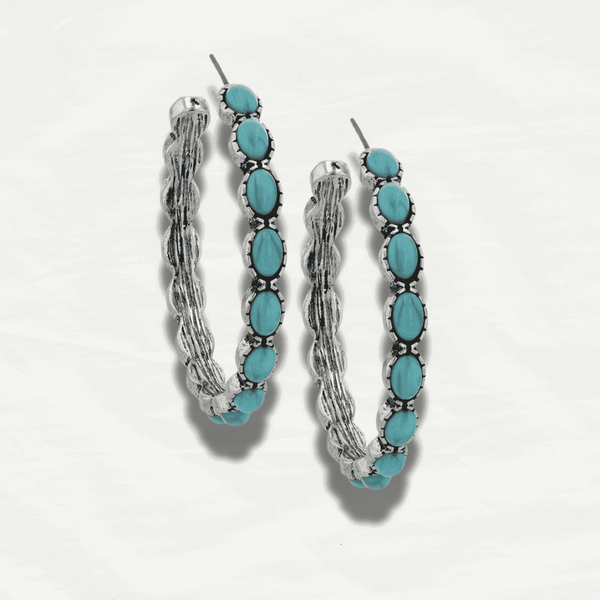 Vintage Turquoise Stone Hoops - Odds & Ends Novelties