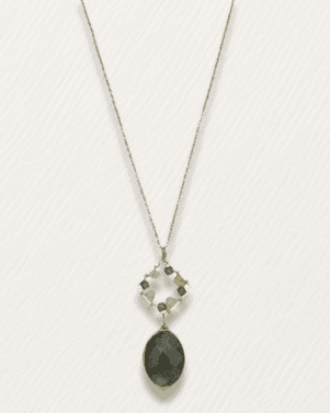 Necklace with a green pendant on a white background