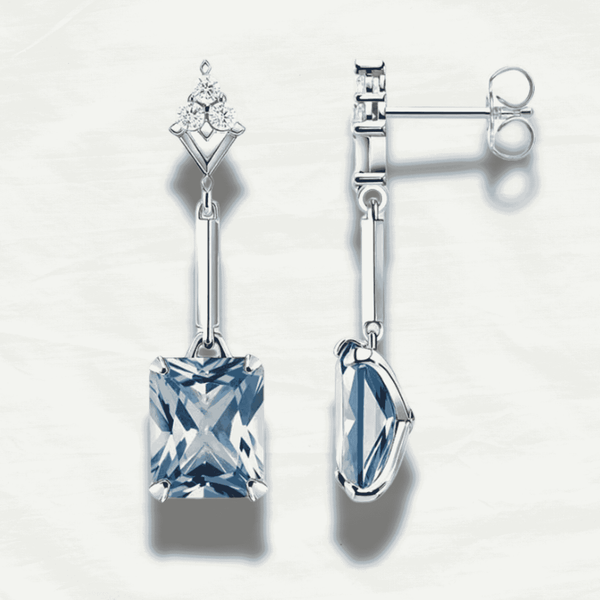Shimmering Aquamarine Drop Sterling Silver Earrings - Odds & Ends Novelties