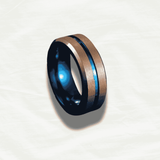 Men's Rose Gold & Blue Tungsten Ring - Odds & Ends Novelties