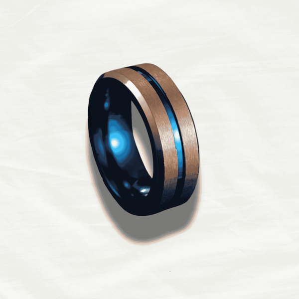 Men's Rose Gold & Blue Tungsten Ring - Odds & Ends Novelties