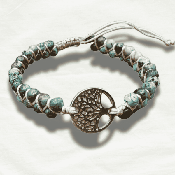 Boho Natural Jasper Tree of Life Charm Bracelet - Odds & Ends Novelties