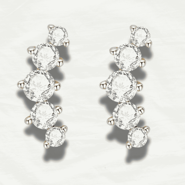 Chic Diamond Climber Earrings in Sterling Silver