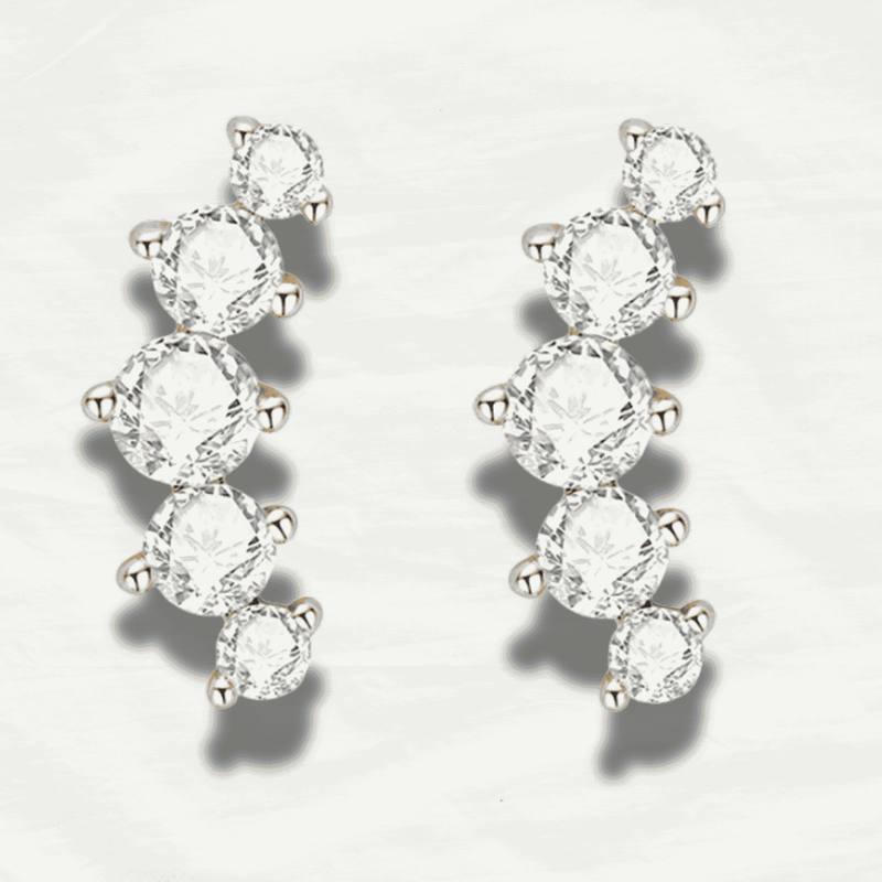 Chic Diamond Climber Earrings in Sterling Silver