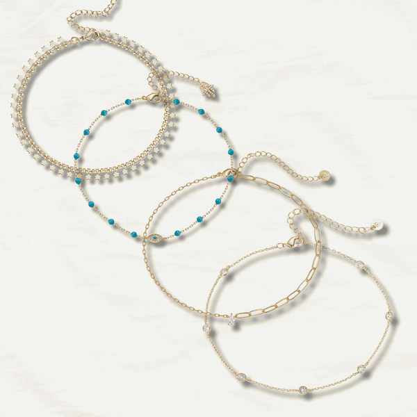 14K Gold Plated Charm Anklet Variety