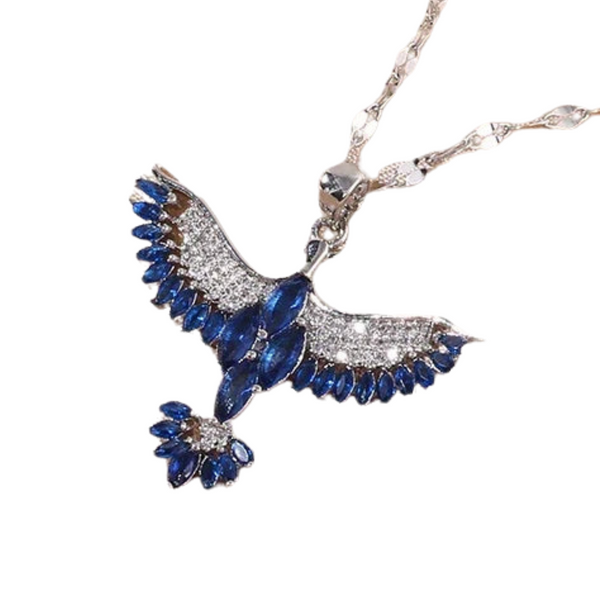 Enchanting Blue Phoenix Wings Necklace