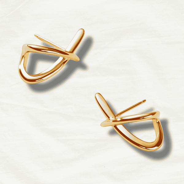 Chic 14K Gold Retro Stud Earrings