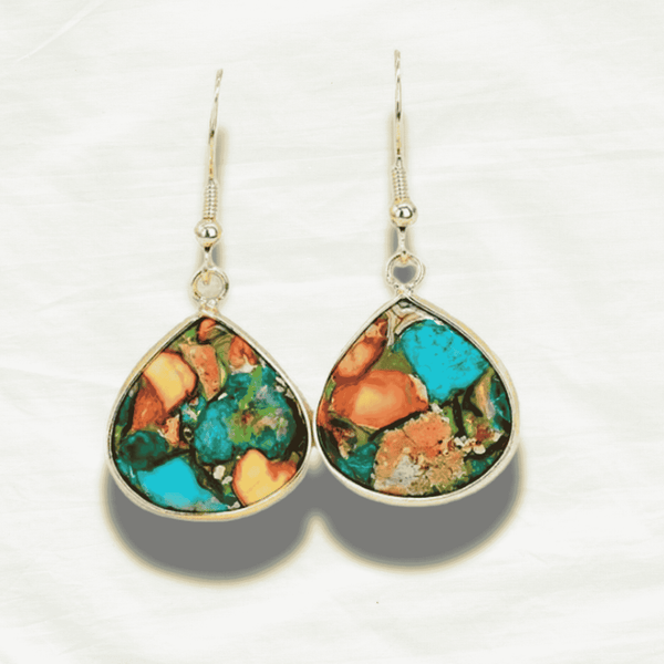 Boutique Colorful Heart-Shaped Gemstone Earrings - Odds & Ends Novelties