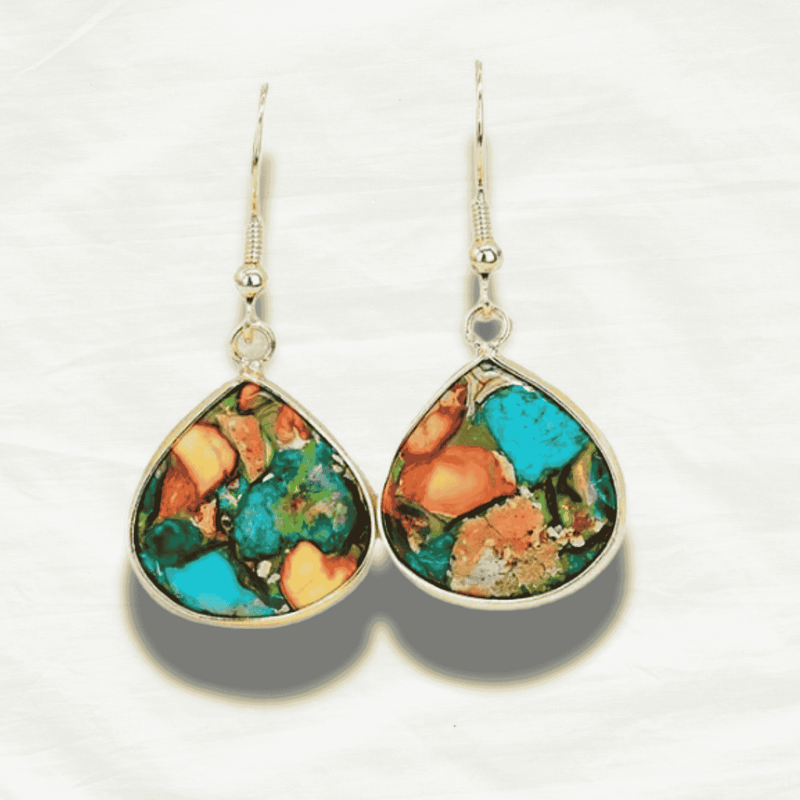 Boutique Colorful Heart-Shaped Gemstone Earrings - Odds & Ends Novelties